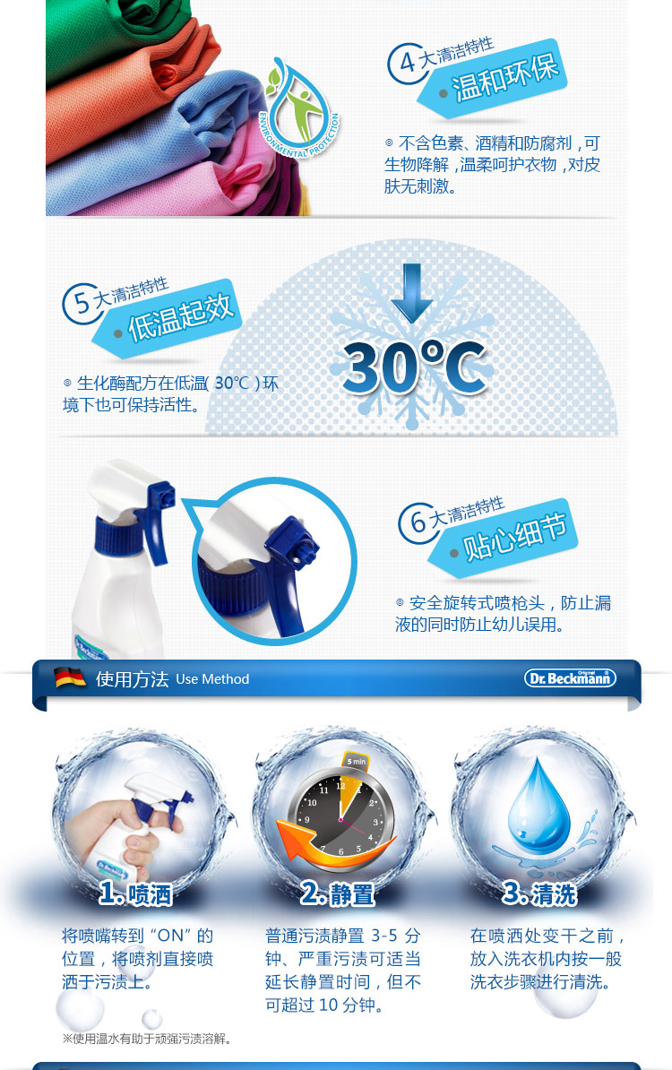Đức nhập khẩu Tiến sĩ Beckman cổ áo xịt quần áo chất tẩy rửa để vết bẩn trước khi giặt xịt 2 chai - Dịch vụ giặt ủi thuốc tẩy quần áo tốt nhất
