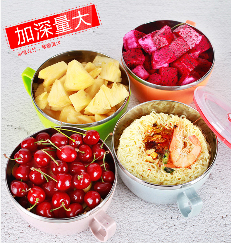 Gen 304 stainless steel, large household mercifully rainbow such as bowl suit sealed with cover noodles glass tableware li riceses leave