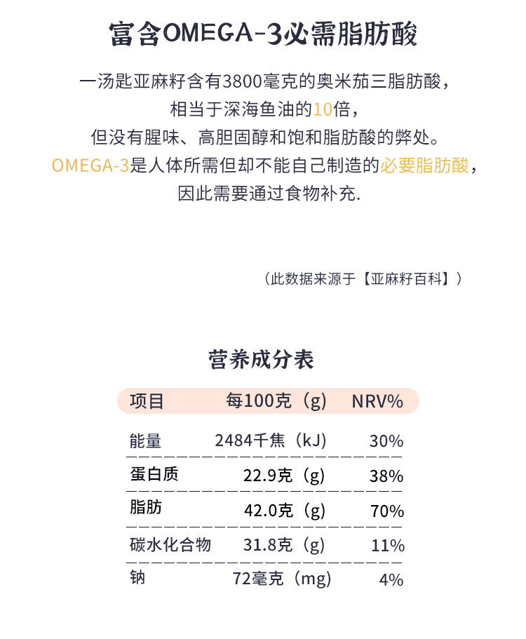 单件包邮！盖亚农场熟黄金亚麻籽仁30袋