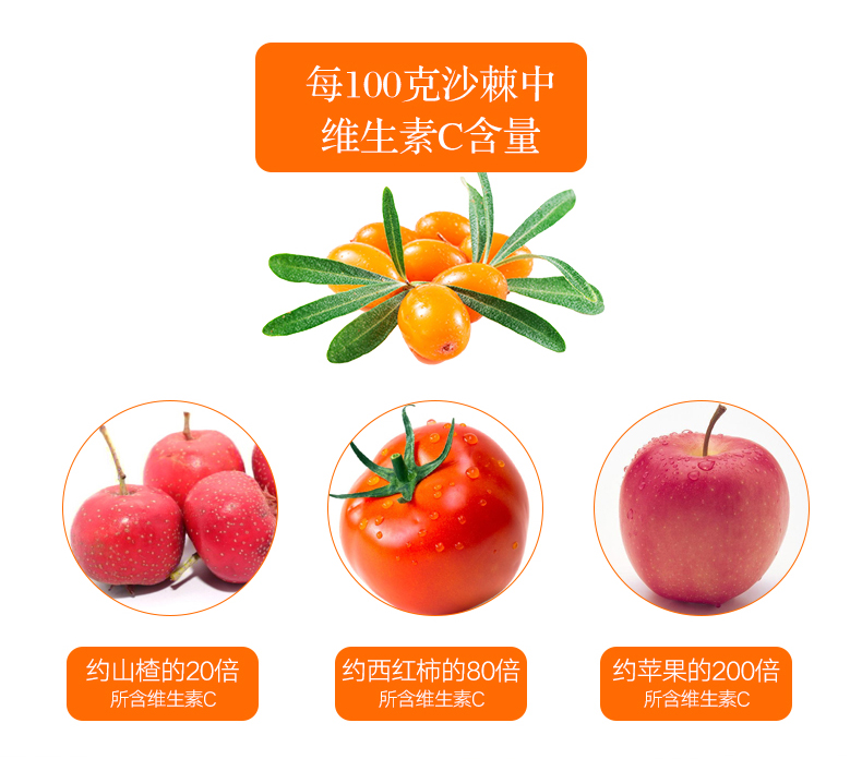 天猫超市 呀啦嗦 沙棘原浆 30ml*10袋 补维C 提高免疫力 图5
