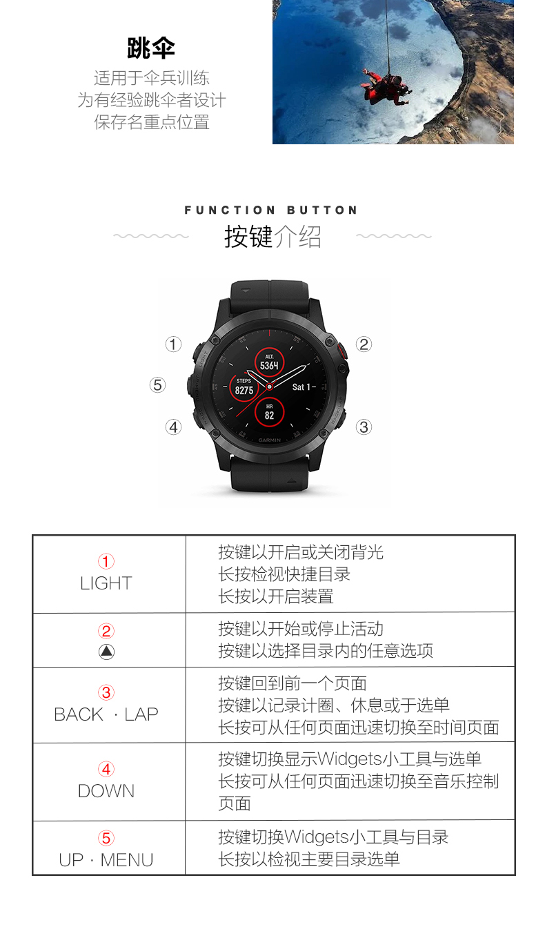[Trực tiếp] Đồng hồ thể thao đa năng GPS ngoài trời Garmin Garmin fenix5X + Plus - Giao tiếp / Điều hướng / Đồng hồ ngoài trời đồng hồ casio chính hãng