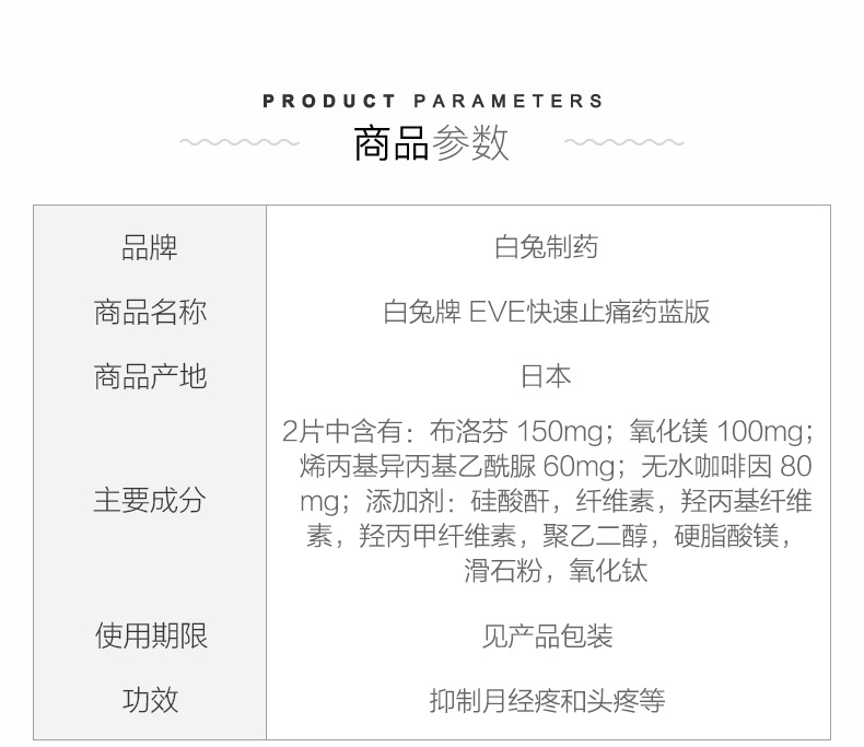 日本ss制药 白兔EVE快速止痛药 蓝版 40粒/盒 抑制月经疼和头疼 图2