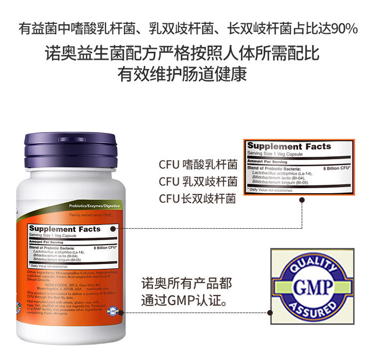 美国进口 NOW 益生菌胶囊 60粒 杜邦专利菌株 养护肠胃健康 图10