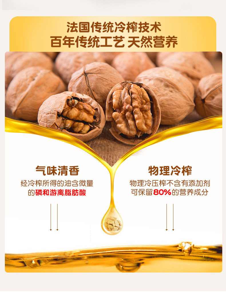 法国百年老牌 莱伯利瑞 DHA核桃油 婴幼儿食用油 250ml 图3