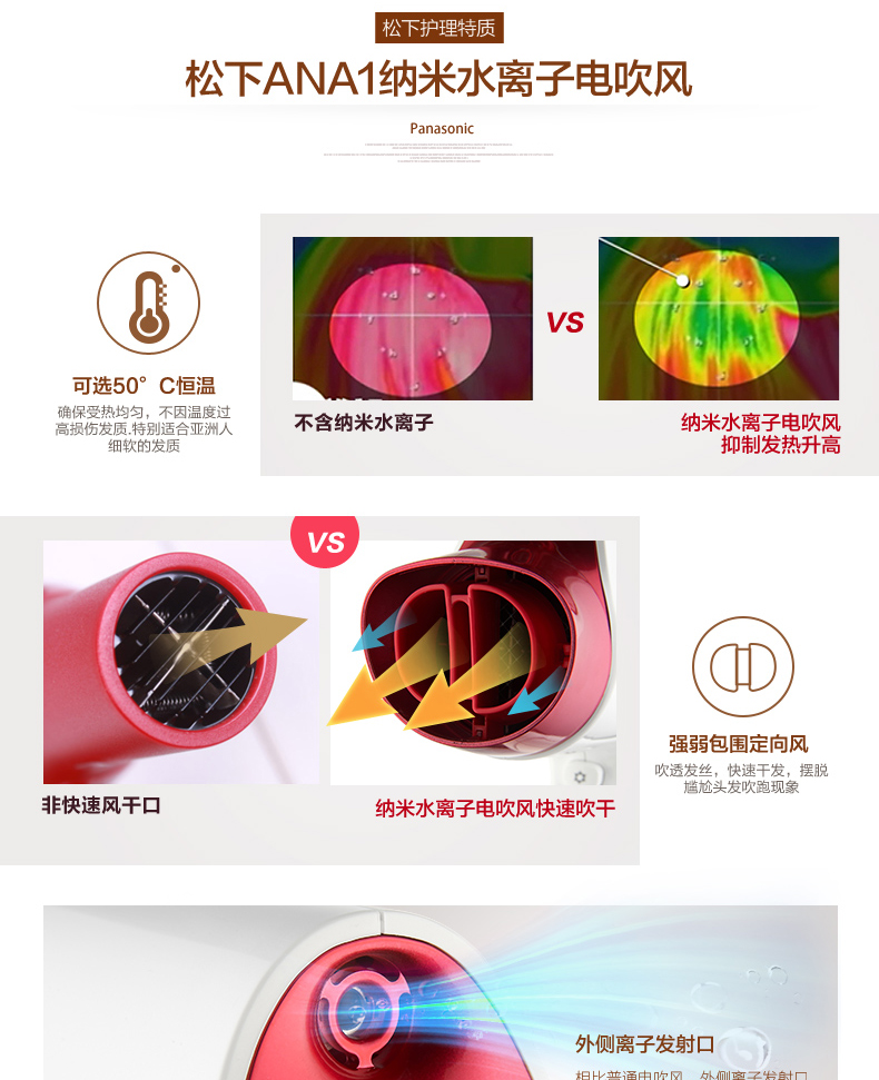 松下 纳米水离子 高端大功率吹风机 图11