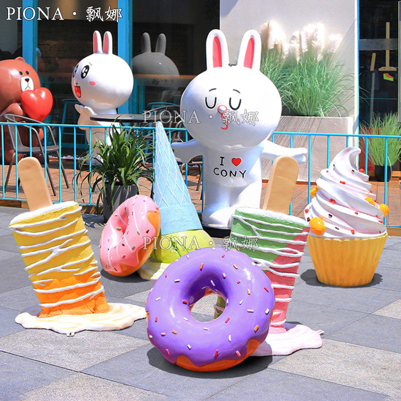 Summer Mei Chen Ice Cream Snow Cream Building decorated Makaron Doughnut Scene layout red card decoration