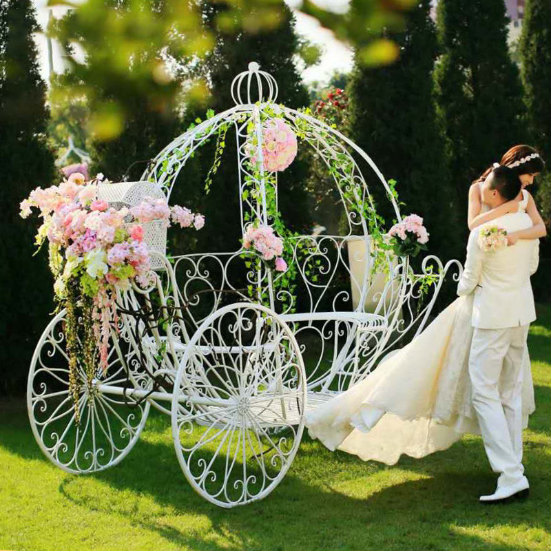New outdoor European-style wrought iron props pumpkin cart wedding princess carriage decoration decoration wedding photography props