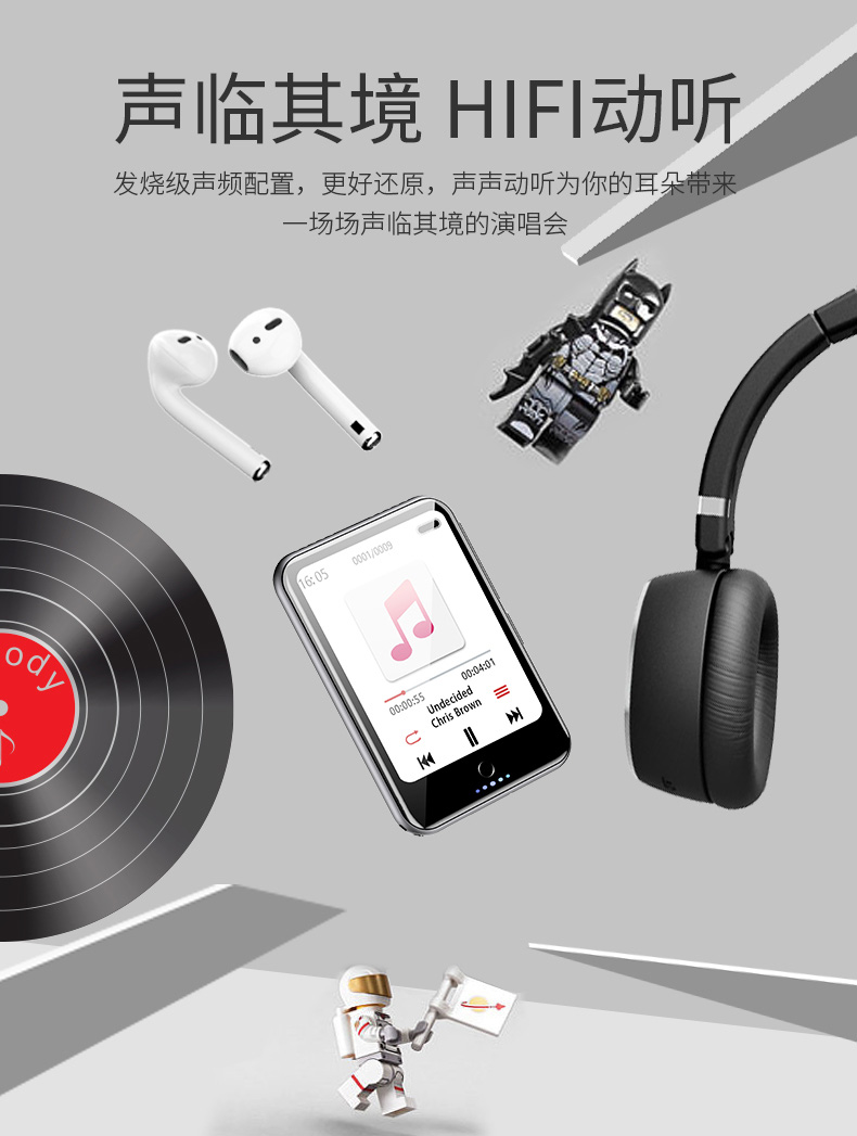 Jinghua MP4mp5 trình phát nhạc màn hình thực sự toàn diện Thẻ siêu mỏng mp3 Phiên bản sinh viên Walkman Tiếng Anh nghe mini Bluetooth mp3 màn hình cảm ứng sách điện tử phim cảm ứng video nhỏ mp6 - Trình phát TV thông minh thiết bị thu phát wifi