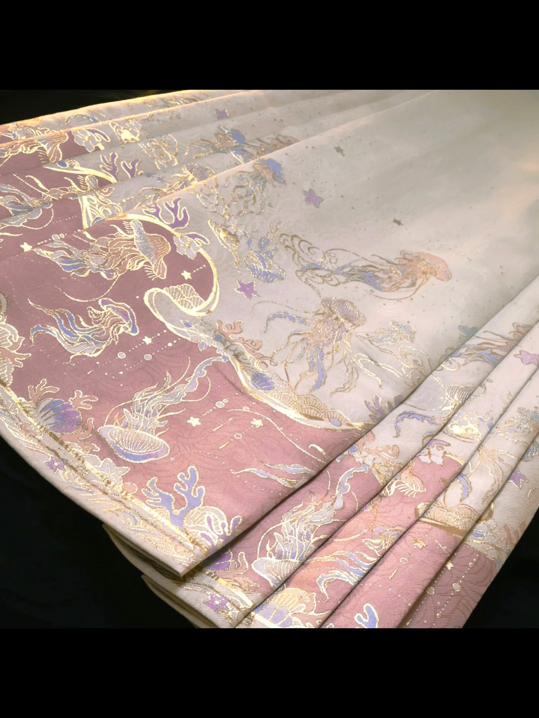 如金江南【クラゲの妖精】金織り馬面スカート、女性用、中国風通勤スカート、デイリースーツ