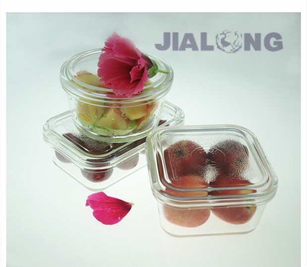 3 Jialong Heat-Resistant All-Glass Food Storage Containers with Glass Lids, Baby Food Containers, Steamed Cake Containers, Microwave-Safe, Odor-Proof