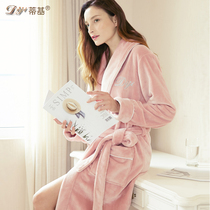 Autumn and winter robes female padded velvet long coral velvet winter style simple warm high grade winter flannel bathrobe