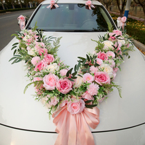 Mori Big v main wedding car decoration car floral headdress set wedding creative simulation flower rose wedding flower owner car flower