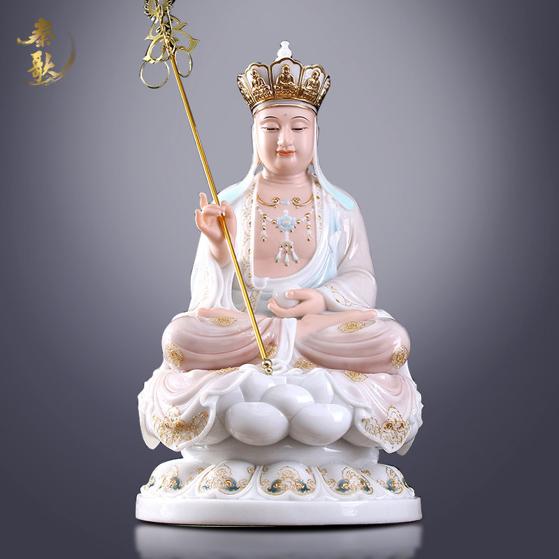 Qin Goehan Bai Yuji Tibetan King Buddha Home The Home support Jiuhua Mountain Tibetan King BodhisattBodhisattva Three Holy Pendulum Pieces