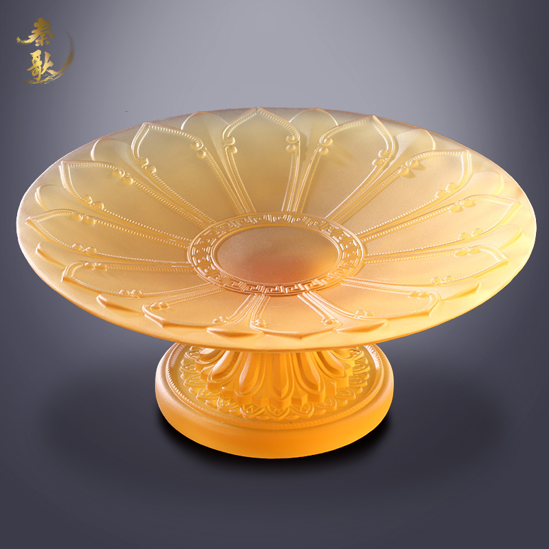 Qin Song Ancient Method Glazed Auspicious Flower fruit tray Home for Buddhist fruit tray Lotus for fruit tray Buddha front for a pan water fruit tray