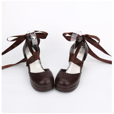 LOLITA lace design small round heel flowing lace-up princess dress sandals 8556