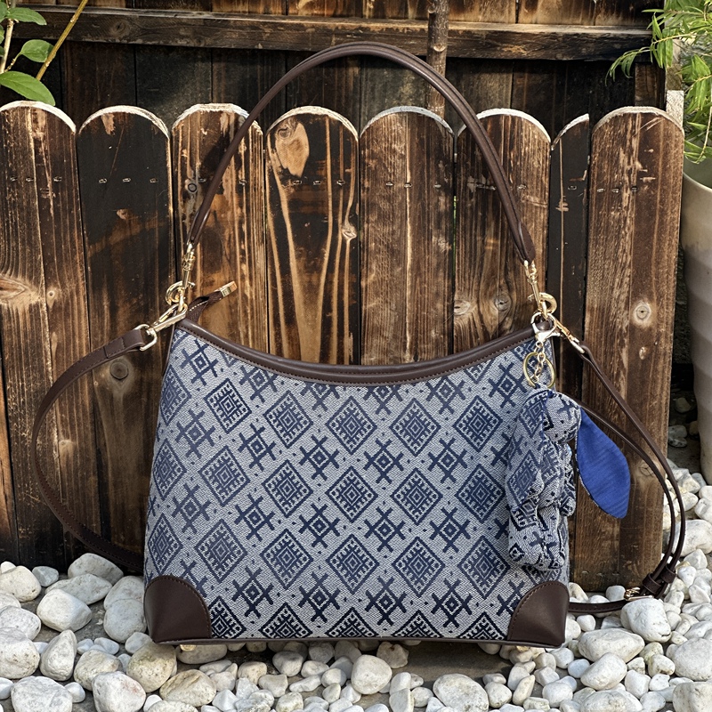 Guangxi's Intangible Cultural Heritage Zhuang Brocade Travel Bag, Mela Color Series, Medium-Sized Tote Bag, Elegant High-End Commuter Bag