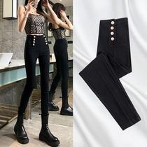 Black beat bottom pants woman outside wearing spring autumn summer 2021 new high waist display slim slim foot pencil magic little black pants