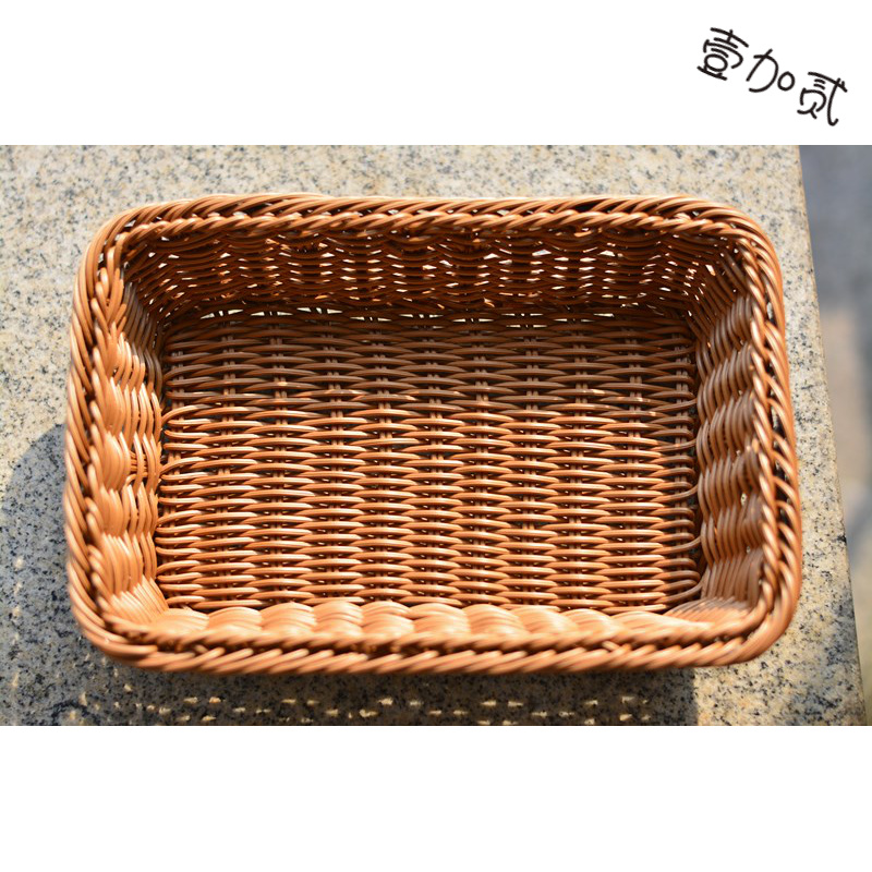  New product braided Korean imitation Lyu chic containing basket snacking frame bread Water fruit basket Rectangular Tabletop Bamboo