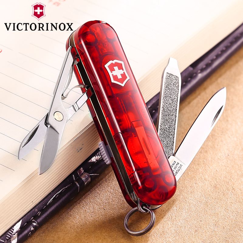 Bản gốc Vickers Swiss Army Knife 58MM chữ ký màu xanh trong suốt màu đỏ bạc nhiều màu tùy chọn Dao đa năng mini bộ dụng cụ đa năng của mỹ 