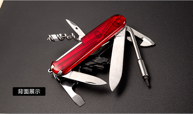 Victorinox Swiss Army Knife Chính hãng 91MM Màu đỏ trong suốt 1.7605.T Máy tính Master Swiss Swiss kìm đa năng