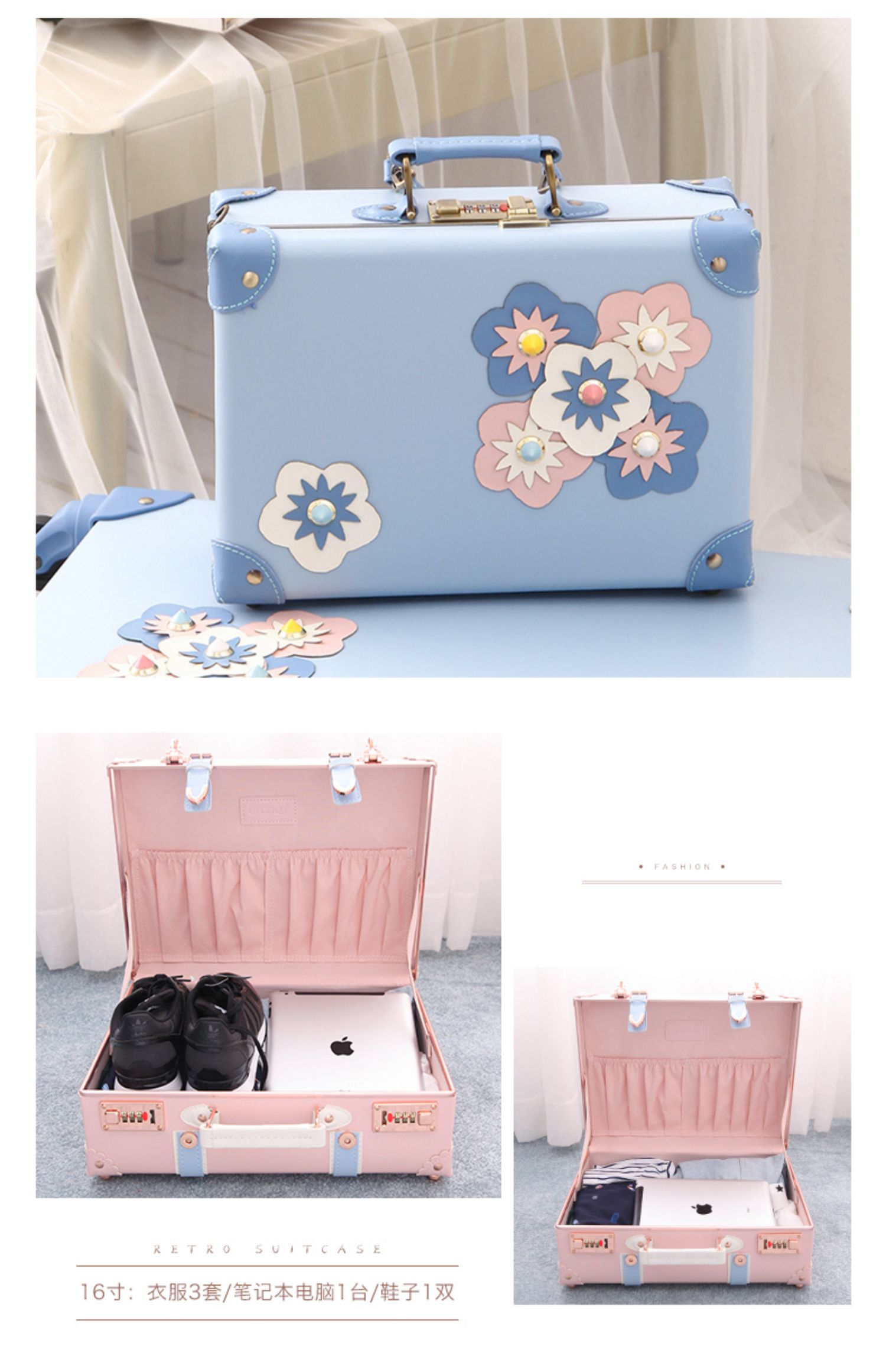 Túi đựng mỹ phẩm mini Urecity vali mỹ phẩm 16 inch vali mật khẩu vali nhỏ dễ thương du lịch 14/12 inch - Va li vali samsonite