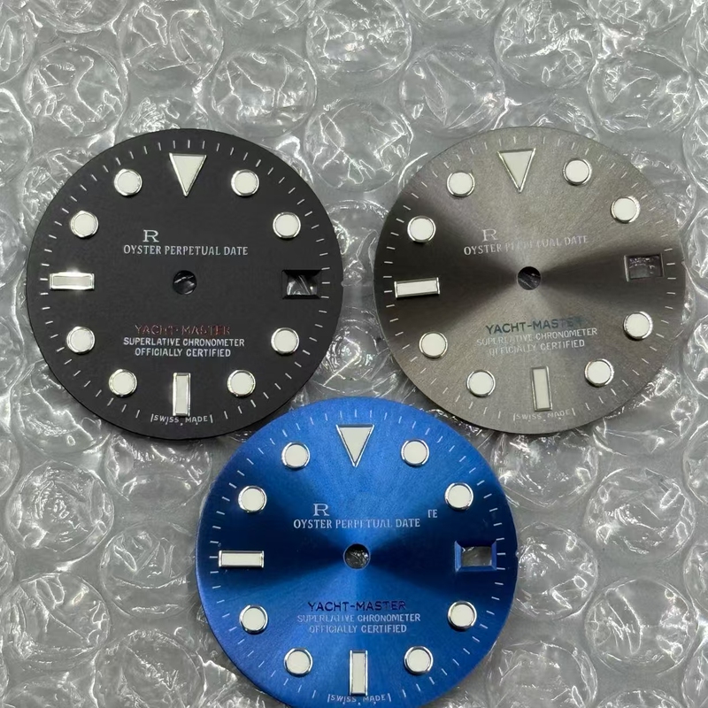 New 28.5mm Gray Yacht Modified Dial Suitable for Nh35 Movement, Ice Blue Luminous White Gold Yacht New 28.5mm Gray Yacht Modified Dial Suitable for Nh35 Movement, Ice Blue Luminous White Gold Yacht
