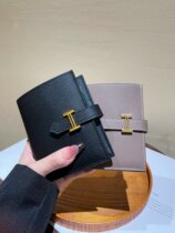 H family genuine leather short wallet for women with exquisite palm print two-fold short clip ep cowhide half-fold h buckle high-quality coin clip