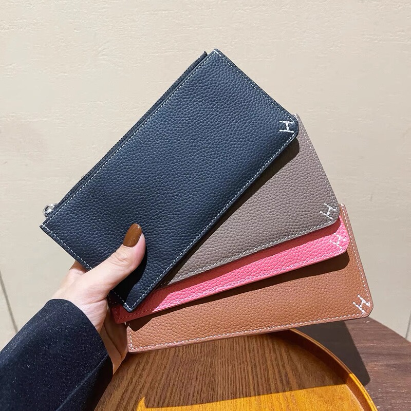 Embroidered H Wallet Long-Style Phone Bag Passport Holder 80% off Multi-Card Slots Leather Wallet Document Ticket Coin Storage Wallet