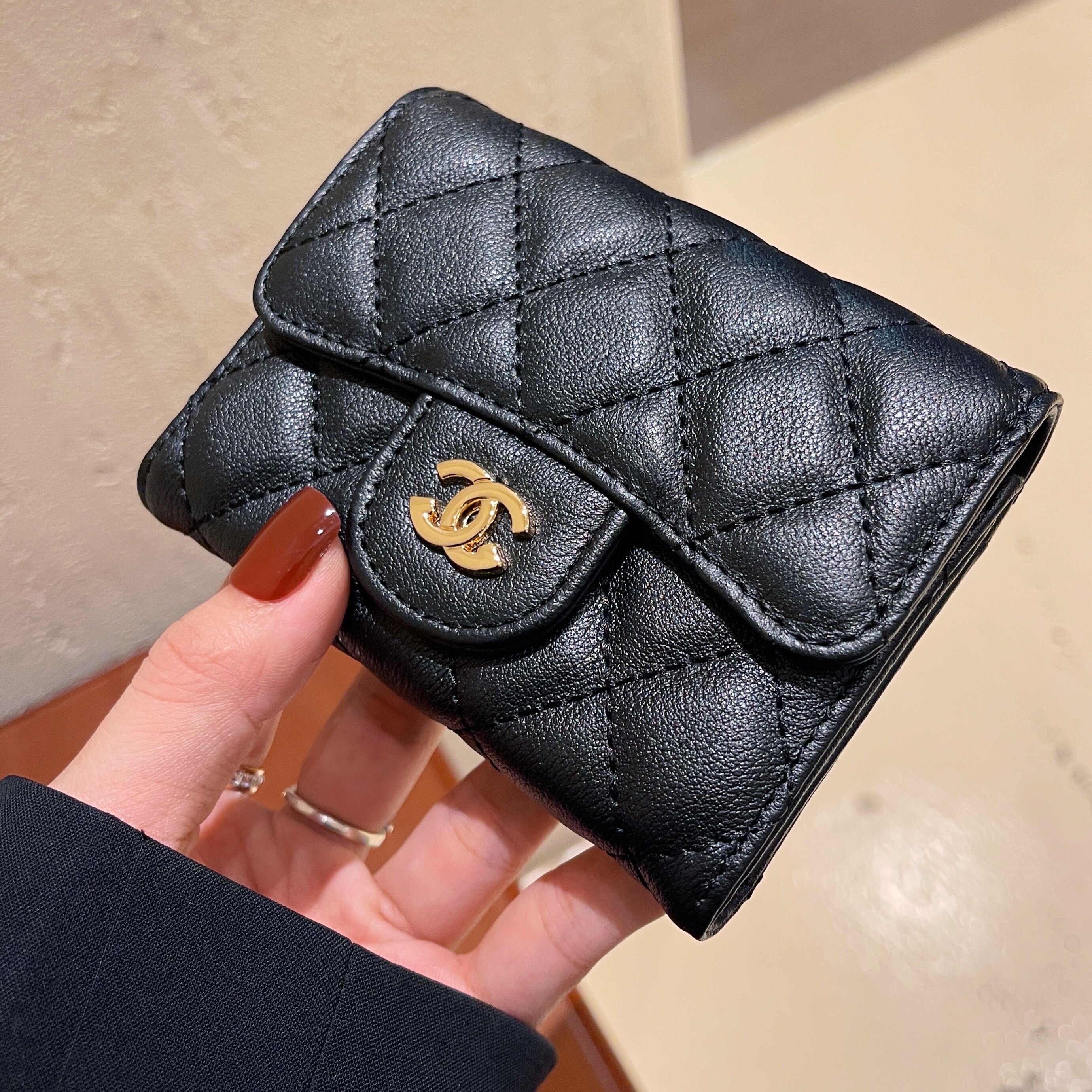 Card case leather female compact multi-card driver's license two-in-one card holder wallet buckle caviar coin purse wallet