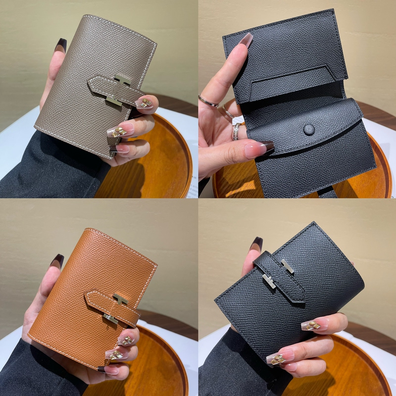 Genuine Leather Card Holder, Women's Exquisite High-End Ep Cowhide Palm-Pattern Business Card Holder, Coin and Id All-In-One Small Wallet