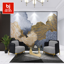 Modern Light Extravaganza Mosaic Puzzle Genguan Restaurant Tv Foyer Background Wall Golden Line Cut Painting Tile Mural