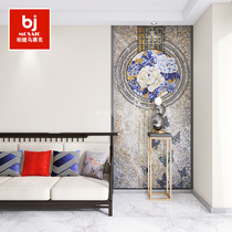 Customize the new Chinese glass mosaic Blossom Xuanguan Restaurant Background Wall Peony Flower Cut Painting Tile Mural Wall Sticker