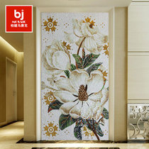 Simple Camellia ice Jade glass mosaic porch background wall tile restaurant puzzle mosaic cut Mirror Building materials