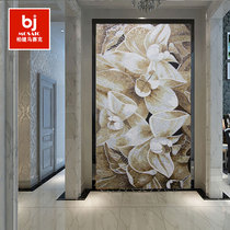 Modern simple lily flower ice Jade aisle Hall custom mosaic background wall puzzle building materials cut painting