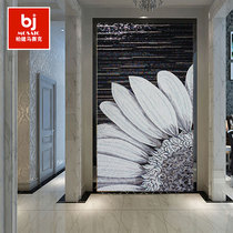 Modern minimalist black and white Sunflower mosaic puzzle porch background wall restaurant cut painting decorative tile tile