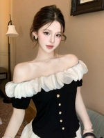 Черный [Высококлассные нишевые неконтрастные топы/Уникальные и уникальные нишевые топы/Новый стиль лета 2025 года/Различные стили топов/Уникальные и суперкрасивые топы 2025 года/Нишевый дизайн]