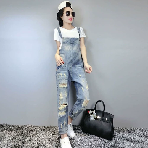 Джинсовый комплект, осенний комбинезон, штаны, в корейском стиле, европейский стиль, коллекция 2023, популярно в интернете, в западном стиле