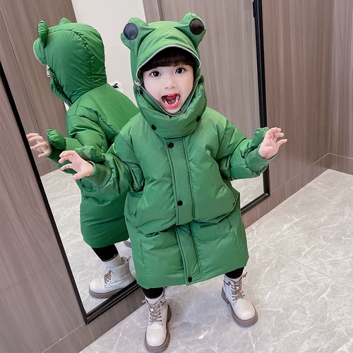 Удерживающий тепло пуховик для отдыха, длинная мультяшная куртка, увеличенная толщина, длина макси