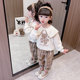 Children's fashion suit foreign style baby college style spring and autumn children's navy collar net red plaid pants suit