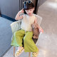 Girls Milan suit 2022 summer new children's printed short-sleeved children's thin section fashion sports pants two-piece set