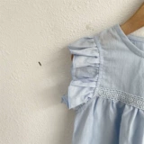 Летняя кукла без рукавов для девочек, детская рубашка, в корейском стиле, в западном стиле