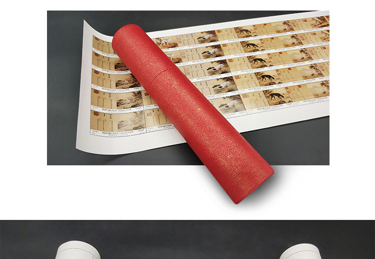 QING DYNASTY · QINGLONG Lang Shining vẽ Tay "Mười Con Ngựa Con Chó Bản Đồ" con chó tem tem cổ xưa tem dài cuộn bộ sưu tập nhỏ 50 cái tem bì thư