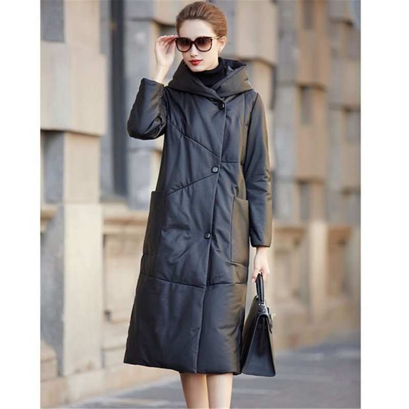 Haining First-Layer Sheepskin Long Genuine Leather down Jacket for Women 2025 Winter New Hooded Casual Straight Leather Coat Haining First-Layer Sheepskin Long Genuine Leather down Jacket for Women 2025 Winter New Hooded Casual Straight Leather Coat