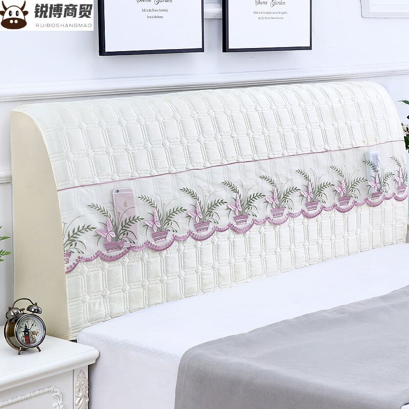 All-inclusive quilted thickened bedside cover bedside cover solid wood simple fabric bedside dust cover cover