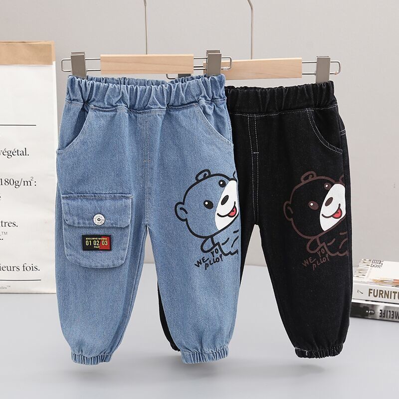 Boy Clothing Boy Jeans Spring Autumn Style Small Children Casual Pants 2022 New Young Children Long Pants Ocean Wave