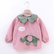 New Pint Baby Hood Waterproof Child Autumn Winter Male Girl Anti-Dress Bib Eating Dress Crystal Suede Baby Apron