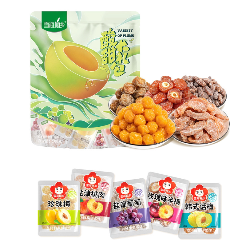 雪海梅乡果干果脯酸梅干5口味500g话梅干清平乐蜜饯休闲零食梅果