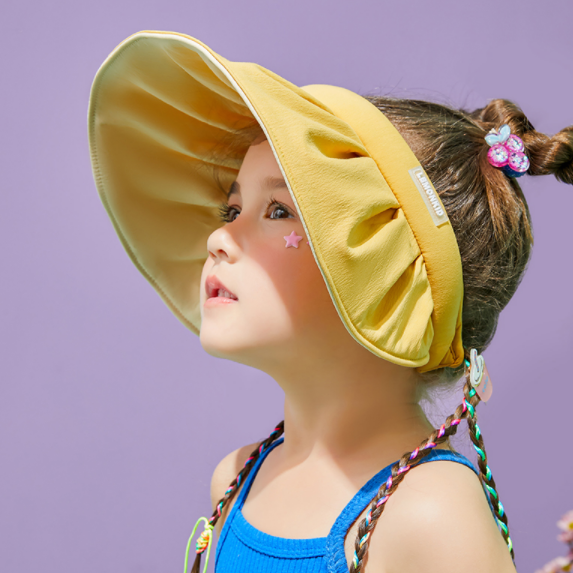 包邮柠檬宝宝儿童帽子女童防晒帽贝壳帽防紫外线遮阳帽空顶太阳帽