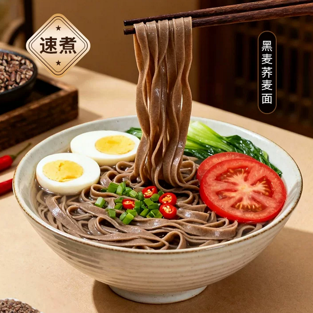 拍2 黑麦荞麦0脂全麦粗粮挂面200g