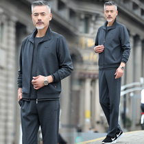 Middle Aged Dad Sports Suit Mens Spring Autumn Winter Casual Clothing Jacket Three Sets Middle Aged Sports Suit Men
